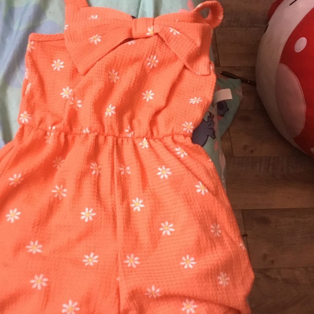 Orange Floral Kids Jumpsuit